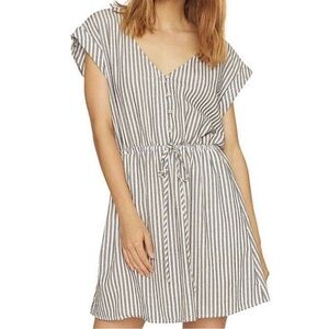 SANCTUARY Black and White Striped V-Neck Dress w/Pockets Women's Large